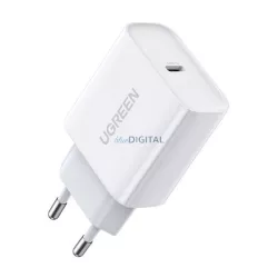   UGREEN CD137 hálózati töltő Type-C aljzat (20W, PD gyorstöltő 4.0) FEHÉR