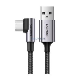  UGREEN US284 adatkábel (USB - Type-C, 15W, gyorstöltő 3.0, 300cm, 90 fokos, cipőfűző) FEKETE