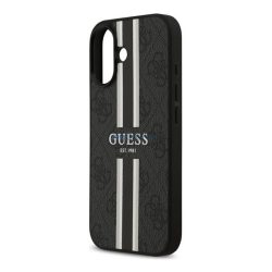   GUESS 4G PRINTED STRIPES szilikon telefonvédő (ütésállóság, bőr hatású hátlap, MagSafe) FEKETE Apple iPhone 17