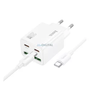 HOCO N55 hálózati töltő 2 USB+2 Type-C aljzat (20W, GaN, PD gyorstöltő 3.0 + Type-C kábel) FEHÉR