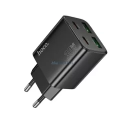   HOCO N56 hálózati töltő 2 USB+2 Type-C aljzat (30W, GaN, PD gyorstöltő 3.0) FEKETE