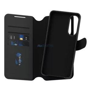 PANZERGLASS CARE TANGO TWO-IN-ONE tok álló, bőr hatású (FLIP, oldalra nyíló, wireless, kivehető telefonvédő) FEKETE Samsung Galaxy S25 Edge (SM-S937)