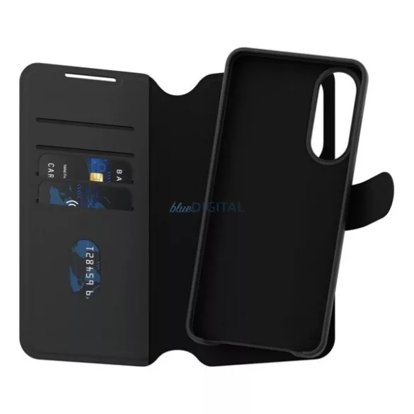 PANZERGLASS CARE TANGO TWO-IN-ONE tok álló, bőr hatású (FLIP, oldalra nyíló, wireless, kivehető telefonvédő) FEKETE Samsung Galaxy S25 Edge (SM-S937)