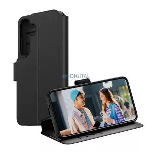 PANZERGLASS CARE WALLET tok álló, bőr hatású (FLIP, oldalra nyíló, asztali tartó, kameravédő) FEKETE Samsung Galaxy A36 5G (SM-A366)