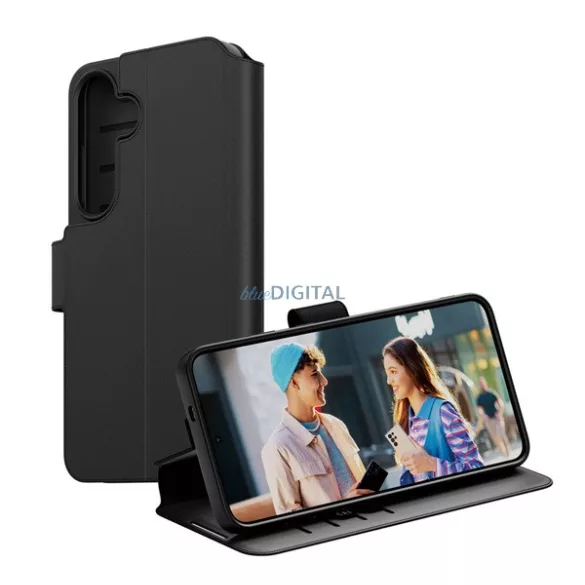 PANZERGLASS CARE WALLET tok álló, bőr hatású (FLIP, oldalra nyíló, asztali tartó, kameravédő) FEKETE Samsung Galaxy A56 5G (SM-A566)