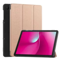   Tok álló, bőr hatású (aktív FLIP, oldalra nyíló, TRIFOLD, asztali tartó) ROZÉARANY T Tablet 2 5G