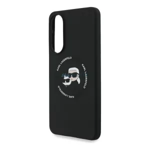 KARL LAGERFELD LIQUID SILICONE DOUBLE HEADS MAGSAFE szilikon telefonvédő (ütésállóság, MagSafe) FEKETE Samsung Galaxy S25 Edge (SM-S937)