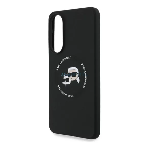KARL LAGERFELD LIQUID SILICONE DOUBLE HEADS MAGSAFE szilikon telefonvédő (ütésállóság, MagSafe) FEKETE Samsung Galaxy S25 Edge (SM-S937)
