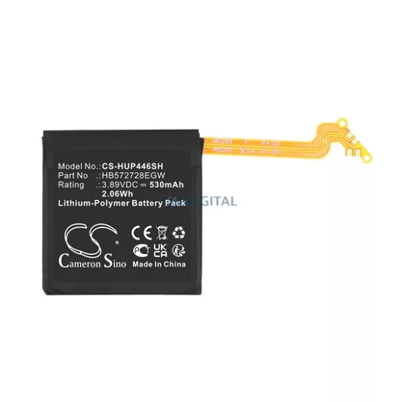 CAMERON SINO Li-Polymer akku (3.89V / 530mAh, Huawei HB572728EGW kompatibilis) FEKETE Huawei Watch GT 4 46mm