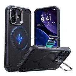   ESR CYBER szilikon telefonvédő (ütésállóság, légpárnás sarok, kitámasztó, MagSafe) FEKETE Apple iPhone 17