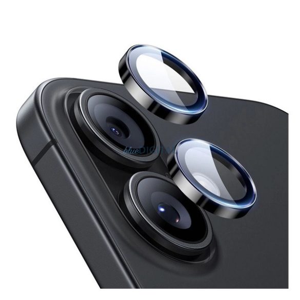 ESR kameravédő üveg (9H + segédkeret) FEKETE Apple iPhone 17, iPhone 16 Plus, iPhone 16