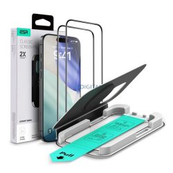  ESR ULTRAFIT képernyővédő üveg 2db (2.5D, 9H + segédkeret) ÁTLÁTSZÓ Apple iPhone 17, iPhone 16 Pro