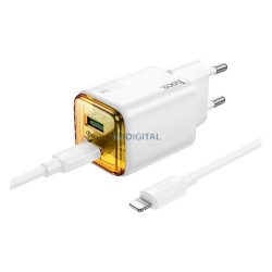   HOCO N52 hálózati töltő 2 USB+2 Type-C aljzat (20W, PD gyorstöltő 3.0 + lightning kábel) FEHÉR