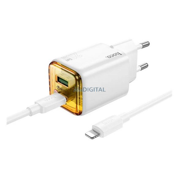 HOCO N52 hálózati töltő 2 USB+2 Type-C aljzat (20W, PD gyorstöltő 3.0 + lightning kábel) FEHÉR