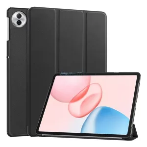 Tok álló, bőr hatású (aktív FLIP, oldalra nyíló, TRIFOLD, asztali tartó) FEKETE Honor Pad 10 5G