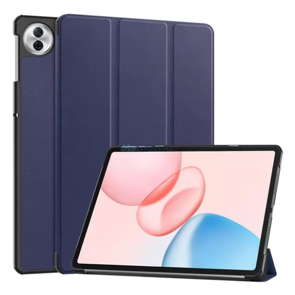 Tok álló, bőr hatású (aktív FLIP, oldalra nyíló, TRIFOLD, asztali tartó) SÖTÉTKÉK Honor Pad 10 5G