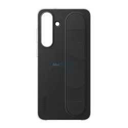   SAMSUNG szilikon telefonvédő (matt, beépített szíj, kitámasztó) FEKETE Samsung Galaxy S25 FE (SM-S731)