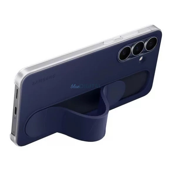SAMSUNG szilikon telefonvédő (matt, beépített szíj, kitámasztó) SÖTÉTKÉK Samsung Galaxy S25 FE (SM-S731)