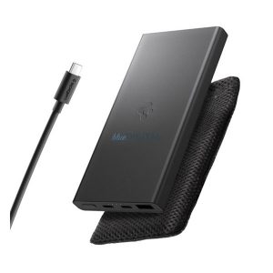 SPIGEN EA2210 vésztöltő USB+2 Type-C aljzat (10000mAh, 22.5W, PD gyorstöltő, LED jelzés + Type-C kábel) FEKETE