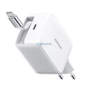 JOYROOM JR-TCL06 hálózati töltő Type-C aljzat (67W, GaN, gyorstöltő + fix Type-C kábel) FEHÉR