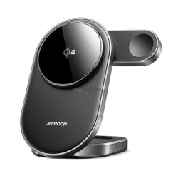   JOYROOM JR-W17 asztali töltőállvány 3in1 (15W, gyorstöltő, wireless, MagSafe, Airpods, Apple Watch töltő) FEKETE Apple Watch Series 11 42mm, Watch Series 11 46mm, Watch Ultra 3 49mm