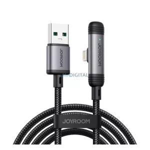 JOYROOM S-A56 ENJOYX SERIES adatkábel (USB - lightning, 3A, gyorstöltő, 120cm, 90 fokos, cipőfűző) FEKETE