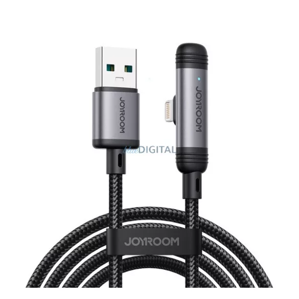 JOYROOM S-A56 ENJOYX SERIES adatkábel (USB - lightning, 3A, gyorstöltő, 120cm, 90 fokos, cipőfűző) FEKETE