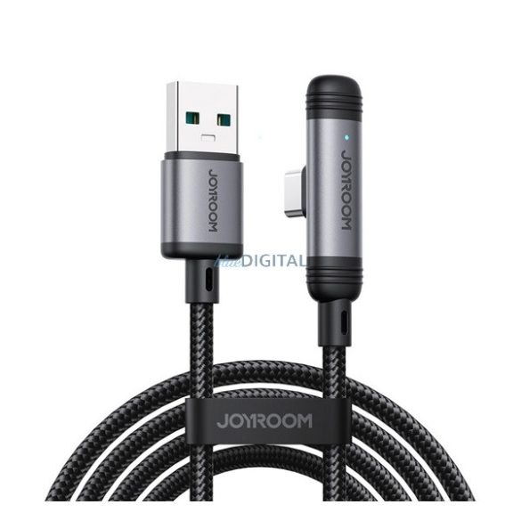 JOYROOM S-A56 ENJOYX SERIES adatkábel (USB - Type-C, 3A, gyorstöltő, 120cm, 90 fokos, cipőfűző) FEKETE