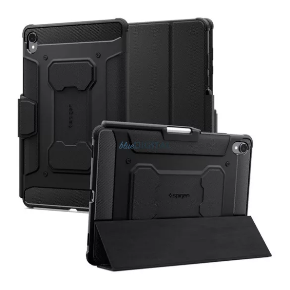SPIGEN RUGGED ARMOR PRO tok álló (aktív FLIP, ütésállóság, TRIFOLD, asztali tartó, ceruza tartó) FEKETE Samsung Galaxy Tab S11 5G (SM-X736B), Galaxy Tab S11 WIFI (SM-X730)
