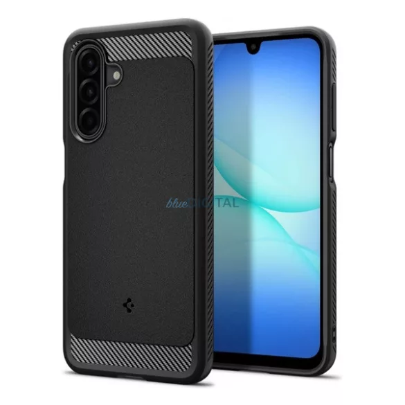 SPIGEN RUGGED ARMOR szilikon telefonvédő (ütésállóság, légpárnás sarok, karbon minta) FEKETE Samsung Galaxy A17 5G (SM-A176)