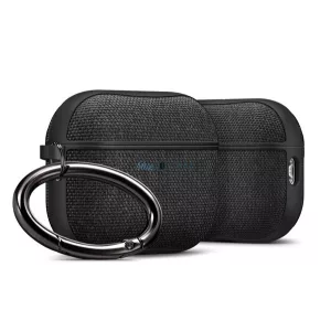 SPIGEN URBAN FIT szilikon tok (karabíner, textil bevonat) FEKETE Apple AirPods Pro 3
