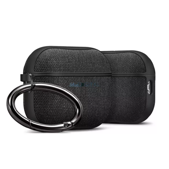 SPIGEN URBAN FIT szilikon tok (karabíner, textil bevonat) FEKETE Apple AirPods Pro 3