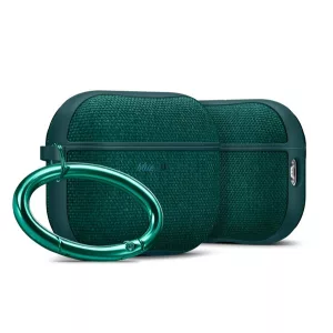 SPIGEN URBAN FIT szilikon tok (karabíner, textil bevonat) SÖTÉTZÖLD Apple AirPods Pro 3