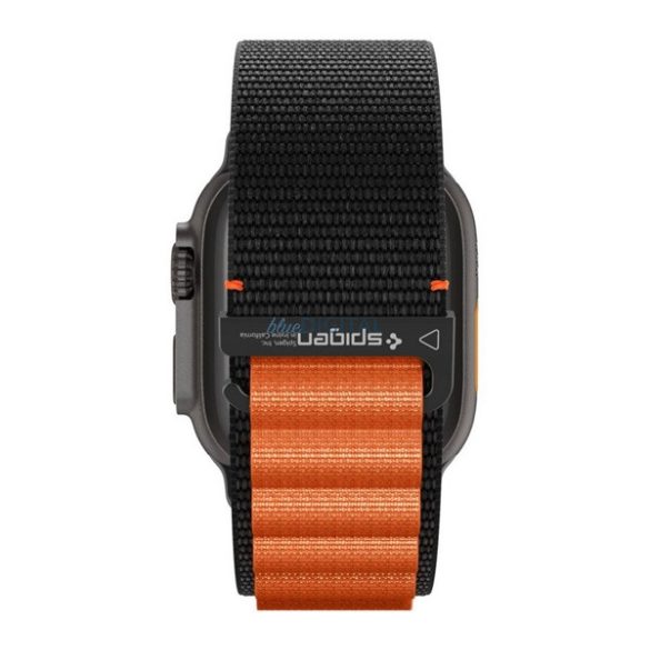 SPIGEN WBF1 pótszíj (egyedi méret, nagy, textil, állítható) FEKETE/NARANCSSÁRGA Apple Watch Series 5 44mm, Watch Series 4 44mm, Watch Series 3 42mm