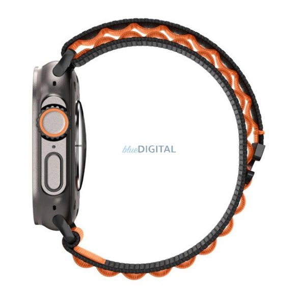 SPIGEN WBF1 pótszíj (egyedi méret, nagy, textil, állítható) FEKETE/NARANCSSÁRGA Apple Watch Series 5 44mm, Watch Series 4 44mm, Watch Series 3 42mm
