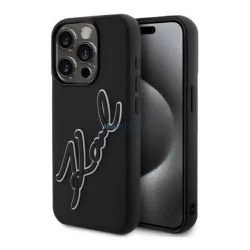   KARL LAGERFELD 3D RUBBER SIGNATURE szilikon telefonvédő (ütésállóság, 3D) FEKETE Apple iPhone 15 Pro