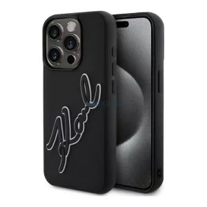 KARL LAGERFELD 3D RUBBER SIGNATURE szilikon telefonvédő (ütésállóság, 3D) FEKETE Apple iPhone 15 Pro