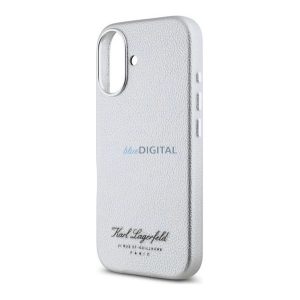 KARL LAGERFELD GRAINED PU HOTEL RSG szilikon telefonvédő (ütésállóság, bőr hatású hátlap) VILÁGOSSZÜRKE Apple iPhone 16