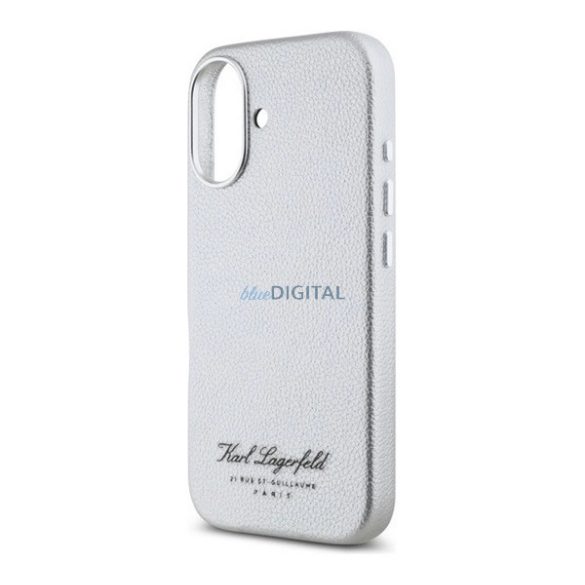 KARL LAGERFELD GRAINED PU HOTEL RSG szilikon telefonvédő (ütésállóság, bőr hatású hátlap) VILÁGOSSZÜRKE Apple iPhone 16