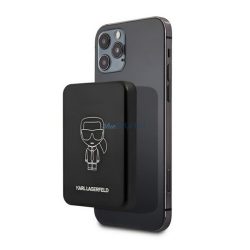   KARL LAGERFELD IKONIK vésztöltő Type-C aljzat (3000mAh, 5W, wireless, MagSafe, LED jelzés) FEKETE