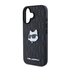 KARL LAGERFELD MONOGRAM CHOUPETTE HEAD PIN szilikon telefonvédő (ütésállóság, bőr hatású hátlap, MagSafe) FEKETE Apple iPhone 16