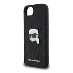   KARL LAGERFELD MONOGRAM KARL HEAD PIN szilikon telefonvédő (ütésállóság, bőr hatású hátlap, MagSafe) FEKETE Apple iPhone 16e