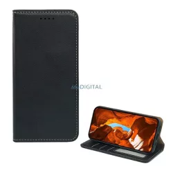  Tok álló, bőr hatású (FLIP, oldalra nyíló, asztali tartó, RFID, prémium) FEKETE T Phone 3 5G