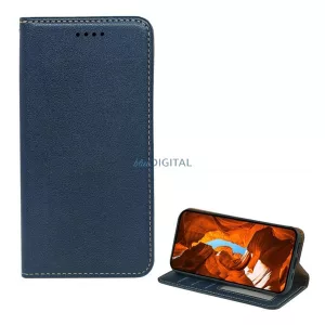 Tok álló, bőr hatású (FLIP, oldalra nyíló, asztali tartó, RFID, prémium) SÖTÉTKÉK T Phone 3 5G