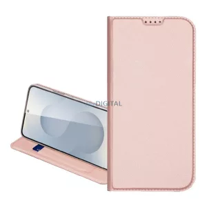 DUX DUCIS SKIN PRO tok álló, bőr hatású (FLIP, oldalra nyíló, kártyazseb, asztali tartó) RÓZSASZÍN Samsung Galaxy A17 5G (SM-A176)