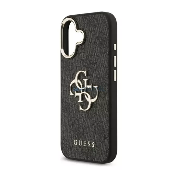 GUESS 4G BIG CLASSIC LOGO szilikon telefonvédő (ütésállóság, bőr hatású hátlap) FEKETE/ARANY Apple iPhone 17