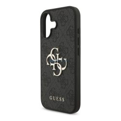   GUESS 4G BIG LOGO szilikon telefonvédő (ütésállóság, bőr hatású hátlap) FEKETE Apple iPhone 17