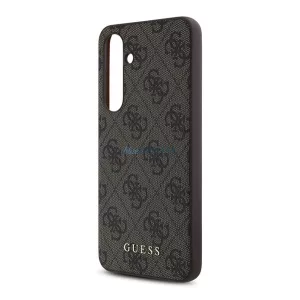GUESS 4G METAL GOLD LOGO műanyag telefonvédő (textil hátlap) SÖTÉTBARNA Samsung Galaxy S24 FE (SM-S721)