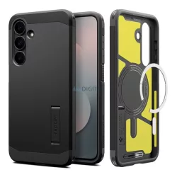   SPIGEN TOUGH ARMOR MAG műanyag telefonvédő (ütésállóság, kitámasztó, MagSafe) FEKETE Samsung Galaxy S25 FE (SM-S731)
