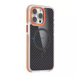   Szilikon telefonvédő (ütésállóság, légpárnás sarok, karbon minta, wireless, MagSafe) NARANCSSÁRGA Samsung Galaxy A56 5G (SM-A566)
